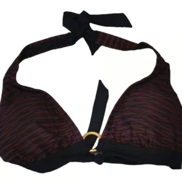 Swim Systems Black Maroon Swimsuit Bikini Top Halter Size SML NWT #M-366 - Picture 1 of 8